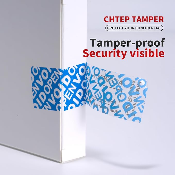 ChtepTamper 100 Pieces Total Transfer Tamper-Evident Stickers Security Labels Great for Goods Shipping,Exchange of Agency Files, Privacy Protection or More(Serial Number 0.8 * 2.4inches Blue)