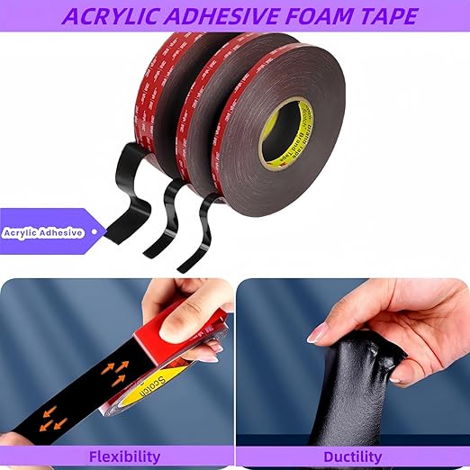 Gasenvan Double Sided Tape Heavy Duty, Mounting Adhesive Tape 1/4 in x 15.4 ft, Waterproof Adhesive Strip Tape for Indoor & Outdoor, Automotive Trim, Garage,LED Strip Lights, Home Decor