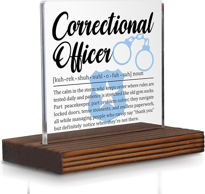 Correctional Officer Gift Desk Sign, Thank You Plaque for Prison Staff, Law Enforcement Office Decor for CO Appreciation Week, Retirement or Promotion Present PA058