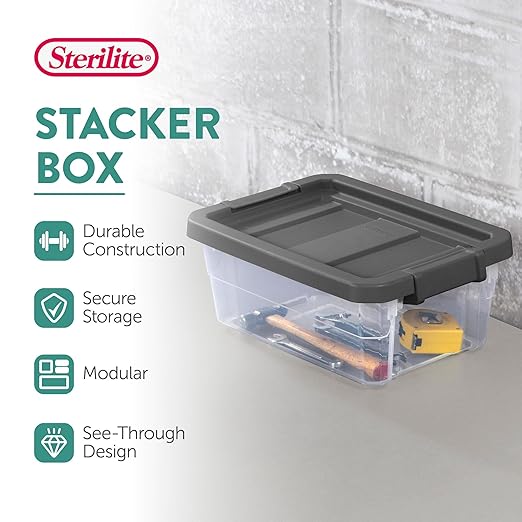 Sterilite Box Stacker Modular Clear 16QT 14723V06