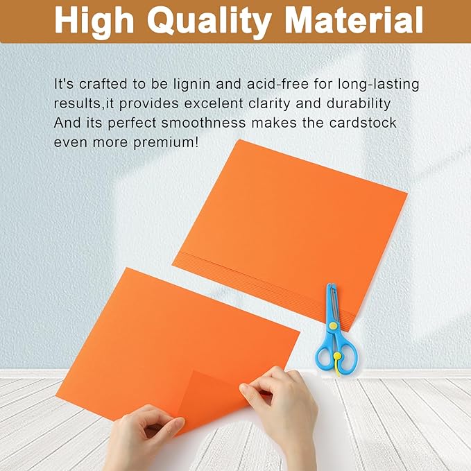 Silunkia 100 Sheets Orange Cardstock 8.5 x 11 Halloween Paper, 75lb Heavyweight Pumpkin Paper Card Stock for Cards Making, Greeting Card, School Crafting, Invitations
