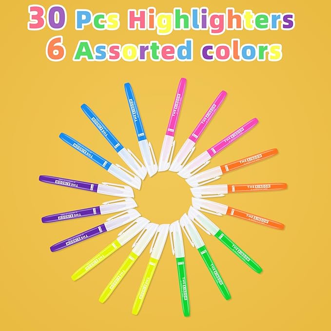 ZackZ Bible Highlighters Assorted Colors with Verses, Chisel Tip Colored Highlighter Markers Bulk Fluorescent, Dry Quick Bright Colors, Perfect for Bible Study Journaling, 6 Candy Color 30 Pack