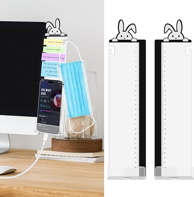 2pcs Office Desk Accessories Monitor Memo Board Computer Message Board Office Supplies for Women Men Computer Sticky Note Holder Home Desktop Message Office Decor (Bunny with Pen Monitor Memo Pad)