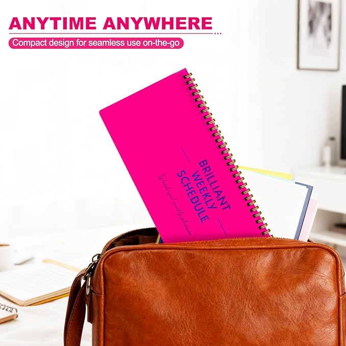 MOSA BEAR Undated Weekly Planner, 60-Week Horizontal Layout Desk Planner Daily To-Do List Pad for Office, Home & School Professionals & Students, Rose Red(5.4" x 12")