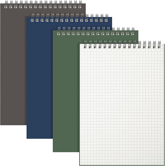 Engrowtic 3 Pack Graph Paper Spiral Notepad A5 Top Wirebound Notepad Grid Notebook Steno Pads Memo Notebook Grid Paper 140 Pages for Writing Sketching Drawing Office Supplies (Dark Color)