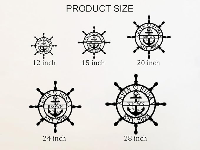 Personalized Wheel Ship Metal Sign, Custom Nautical Wall Decor, Custom Ship Wheel Monogram Wall Sign, Lake Beach House Decor