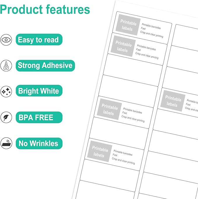 L LIKED Printable Address Labels, 1" x 2-5/8", 900 Labels, 30 per Sheet, Mailing Labels for Envelopes (30 Sheets)