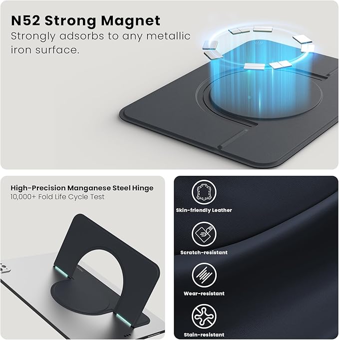 Nillkin Adhesive Tablet Stand, 0.14 inch Invisible Slim iPad Holder, Stepless Adjustable Stand, Built-in Back Magnets, Compatible with Tablets Up to 10.4-13.2 inch, Black
