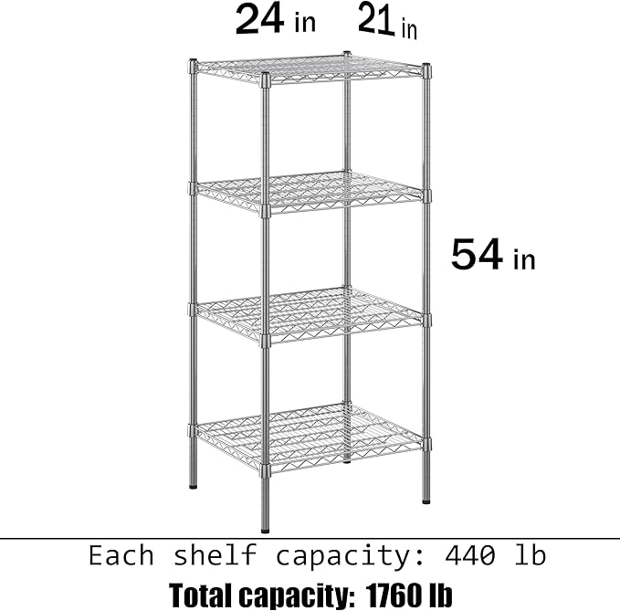 Regal Altair 21" Deep x 24" Wide x 54" Height Wire Shelving Kit | 4-Tier | NSF Commercial Storage Rack Unit