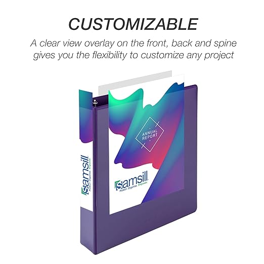 Samsill 1.5 Inch 3 Ring Binder, Made in USA, Economy Round Ring, Clear View Cover, 325 Sheet Capacity - for School, Home, Office - Violet Purple