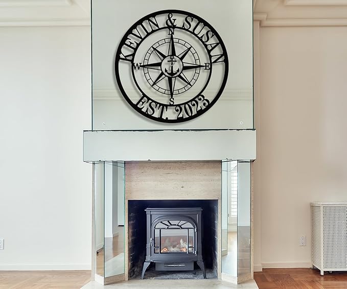 Custom Anchor Compass Metal Sign, Personalized Coordinates Sign, Custom Nautical Decor, Housewarming Gift, Anniversary Wedding Gifts for Couples 2025, Metal Wall Art