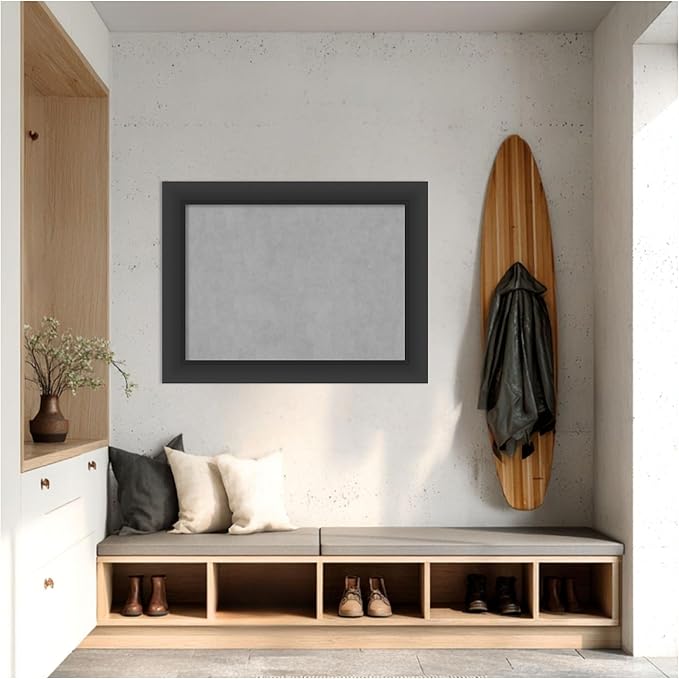 Amanti Art Black Framed Magnetic Board 25x33 Medium Vision Board for use with Magnets, 100% Metal Sheet to Display Items as Office Decor or for Home Organization in mudroom, Kitchen or Kids Room