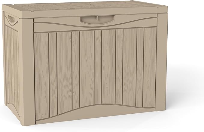 PATIOEASY 45GAL Deck Box -Grey,Lockable Patio Outdoor Storage Box for Furniture,Waterproof,Outdoor Cushions