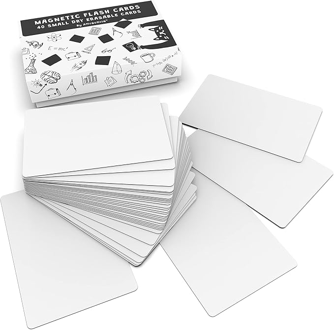 Attractivia Dry Erase Magnetic Labels 2.8 x 1.8 in, Small Dry Erase Magnets, 40-Pack, White Erasable Write-On All-Purpose Labels, for Office, Education, Home, Whiteboard