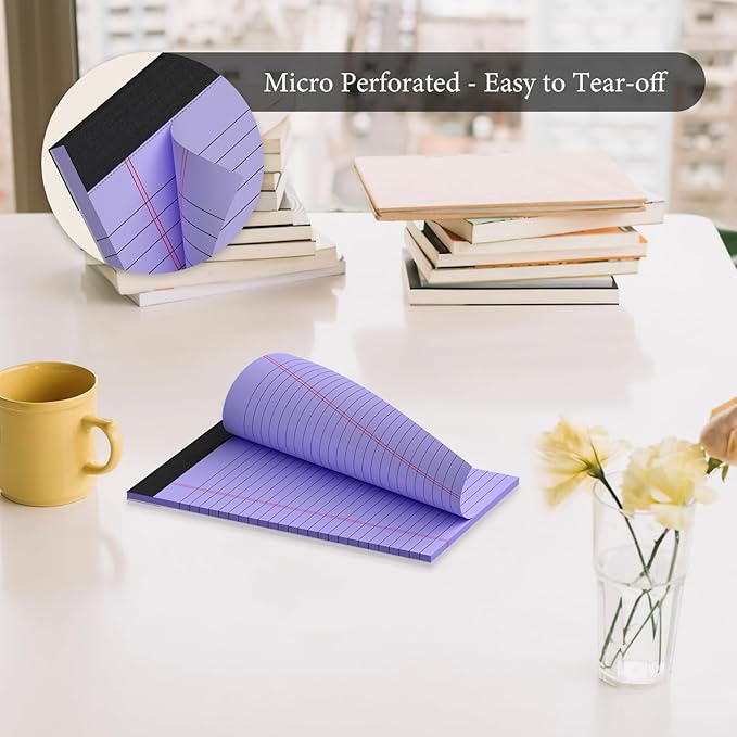 Nichela 6 Pack Note Pads 5 x 8 Inch Colored Small Legal Pads 5 x 8 Notepad Perforated Writing Pads Lined Paper Pads of Paper College Ruled Paper 30 Sheets Notebook To Do List for School, Office, Home