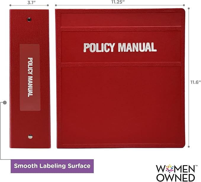 Carstens 3-Inch Heavy Duty Round Ring Binder for Policy Manuals – Side Opening, Brick Red, Case of 14, Durable Plastic, No Pockets, Holds 400 Sheets, Made in USA (1760-3RCS)