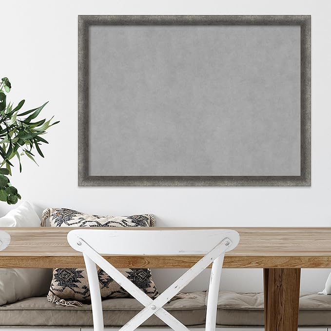 Amanti Art Grey Framed Magnetic Board 22x30 Medium Vision Board for use with Magnets, 100% Metal Sheet to Display Items as Office Decor or for Home Organization in mudroom, Kitchen or Kids Room