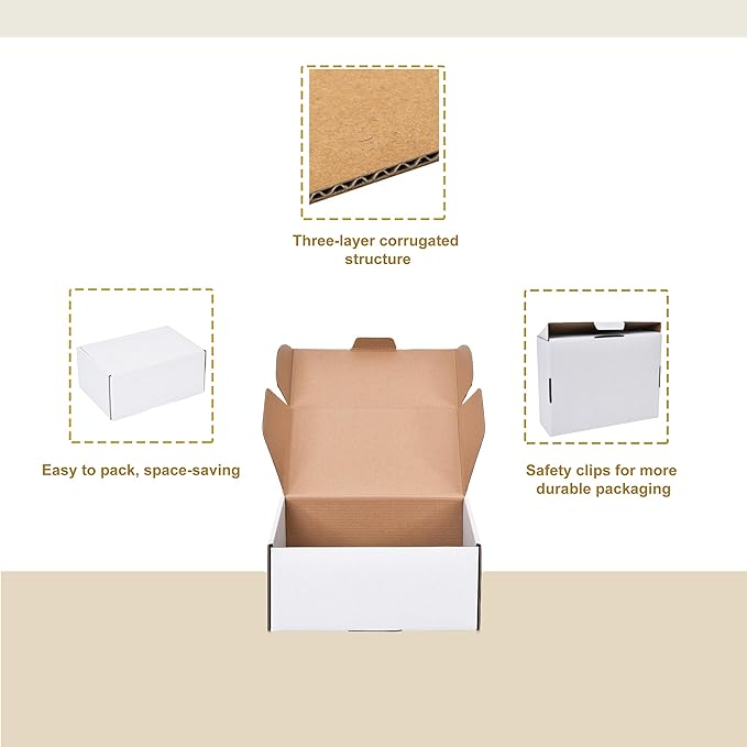 WINHPH Shipping Boxes Set of 20,12x9x4 Inches White Corrugated Cardboard Box Literature Mailer for Small Business, Literature Mailer Box Packaging Supplies