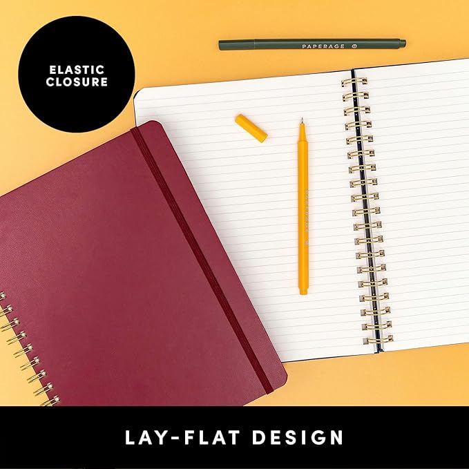 PAPERAGE Lined Spiral Journal Notebook, (Lavender), 160 Pages, Large B5 Hardcover Journal for Women & Men, 10 in x 8.15 in - 100 GSM, Thick Paper, Spiral Notebook for Work, School & Journaling