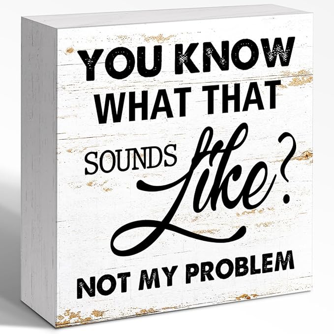 WUZYOU Workplace Wooden Block Sign Not My Problem Quote 5x5x1 INCH Sign, Office Humor Decor, Funny Desk Gift