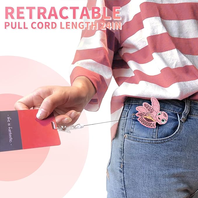 Aoryalps DUUUUUDE Retractable Badge Reel Holder Retractable with ID Clip for Nurse Nursing Name Tag Card Nursing Student Teacher Doctor Medical Assistant Work Office Clip-Gifts for Nurse