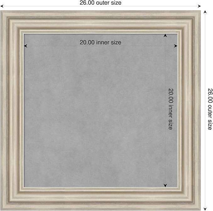 Amanti Art Silver Framed Magnetic Board 26x26 Medium Vision Board for use with Magnets, 100% Metal Sheet to Display Items as Office Decor or for Home Organization in mudroom, Kitchen or Kids Room