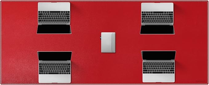 ZORESYN Conference Table Pads (66.9" x 27.6") - PU Leather Extended Large Mousepad Desk Mat - Nonslip Base and Waterproof Desktop Writing Pad Mouse Mat (Red)