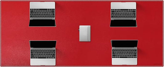 ZORESYN Conference Table Pads (66.9" x 27.6") - PU Leather Extended Large Mousepad Desk Mat - Nonslip Base and Waterproof Desktop Writing Pad Mouse Mat (Red)