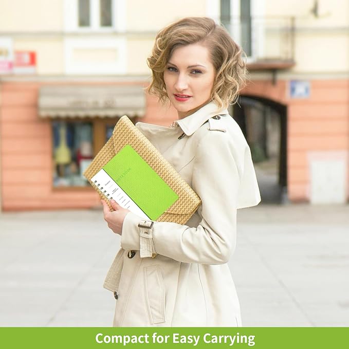 Spiral Notebook-5.75" x 8.125" College Ruled Journal with Inner Pockets and 160 Pages,PU Leather Cover Business Journal, Twin-Wire Binding Notebook Perfect for Office & Home School Supplies Light Green