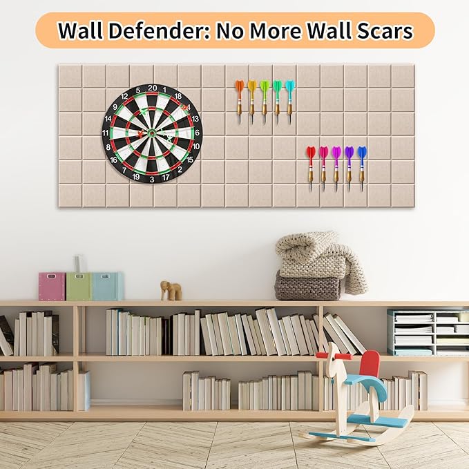 Smarpau Cork Board 48"X36", 12 Pack Nine-Grid Felt Bulletin Boards, Small Pin Board with Removable Adhesive Tabs Pushpins, Cork Wall Tiles for Office Home Classroom Decor -Deep Camel