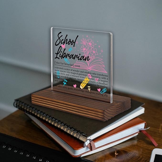 School Librarian Gifts, Thank You Desk Sign for Library Teachers and Reading Mentors, Appreciation Plaque for Literacy Champions, Office Decor Recognition Gift PA034