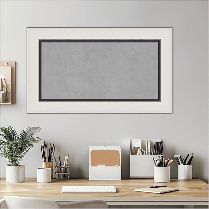 Amanti Art Silver Framed Magnetic Board 18x30 Small Vision Board for use with Magnets, 100% Metal Sheet to Display Items as Office Decor or for Home Organization in mudroom, Kitchen or Kids Room