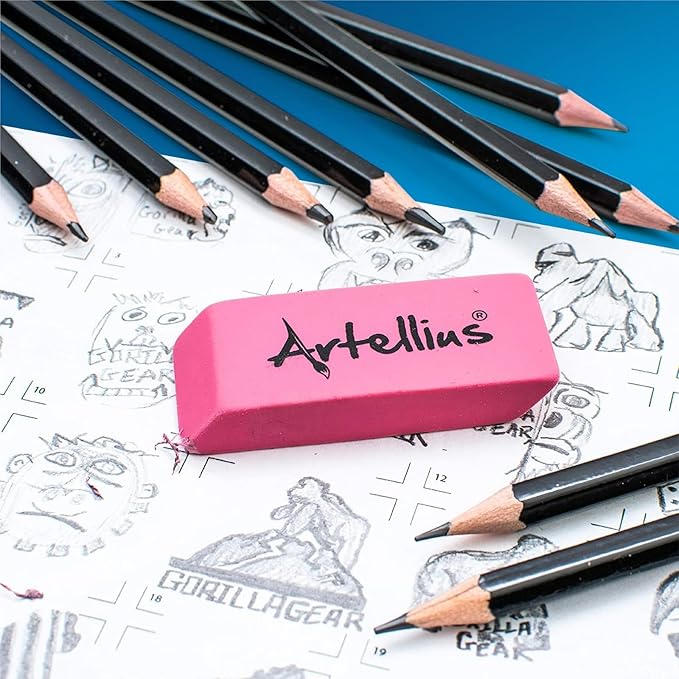 Artellius Pink Erasers | Latex & Smudge Free | Bulk School Supplies | Classrooms, Teachers, Homeschool, Office, Art Class | Large Size (Pack of 100)