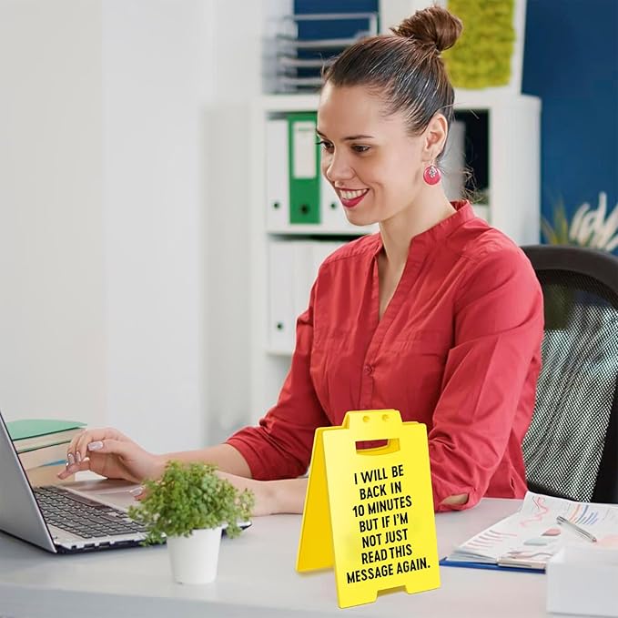 Smilelife Funny Office Cubicle Decor Will Be Back In 10Minutes Desk Sign Team Office Gag Gifts for Coworker Teammate Employee Boss Manager