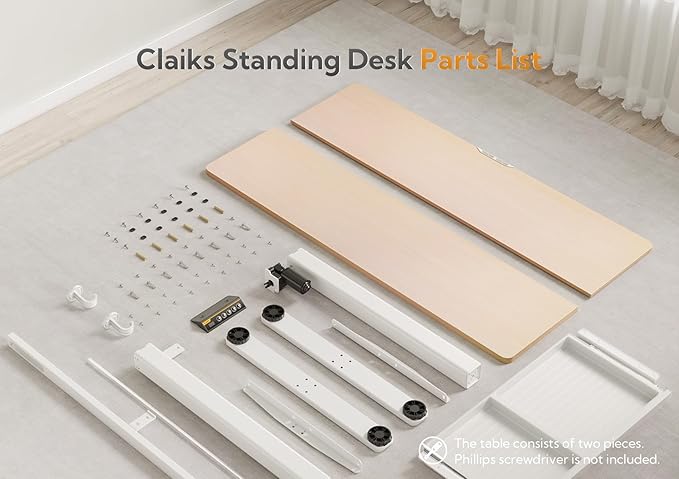 Claiks Standing Desk with Drawers, 48x24 Inch Stand Up Electric Adjustable Height Sit Stand Desk for Computer Workstation, Natural