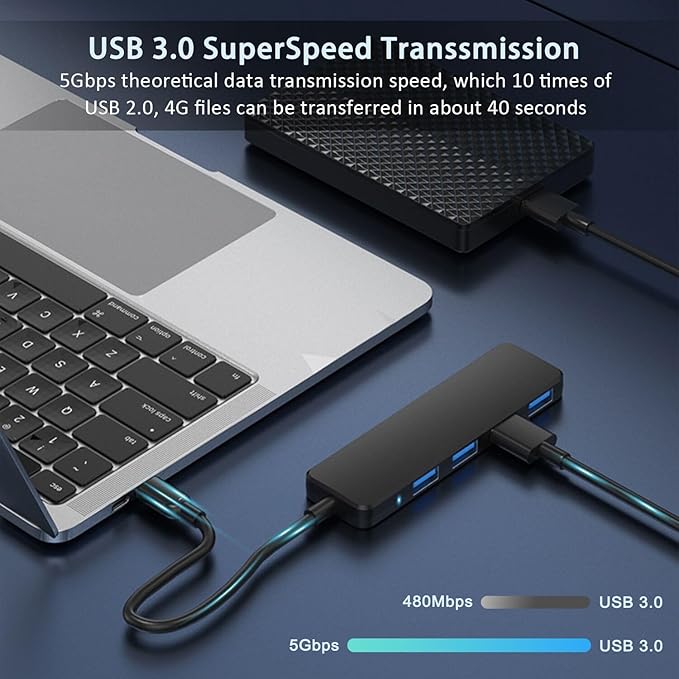 VIENON USB C Hub with 4 USB 3.0 Femal Ports, USB C Splitter USB Extender for C Port Laptop, iMac Pro, MacBook, iPad Pro, Dell, Acer, HP, ASUS, Printer, Camera,Keyborad, Mouse etc
