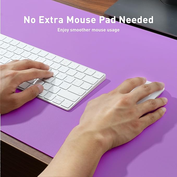 Aothia Leather Desk Pad Protector, Mouse Pad, Office Desk Mat, Non-Slip PU Leather Desk Blotter, Laptop Desk Pad, Waterproof Desk Writing Pad for Office and Home (31.5" x 15.7", Iris Violet)