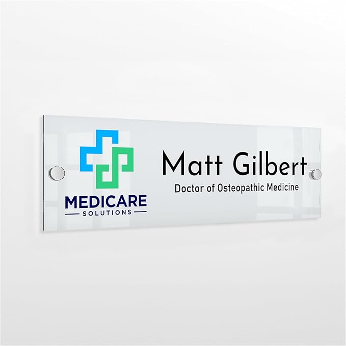 Custom Door Name Plate with Business Logo - 28 Backgrounds - Personalized Name Plate for Wall, Office Decor, Workspace Decorations