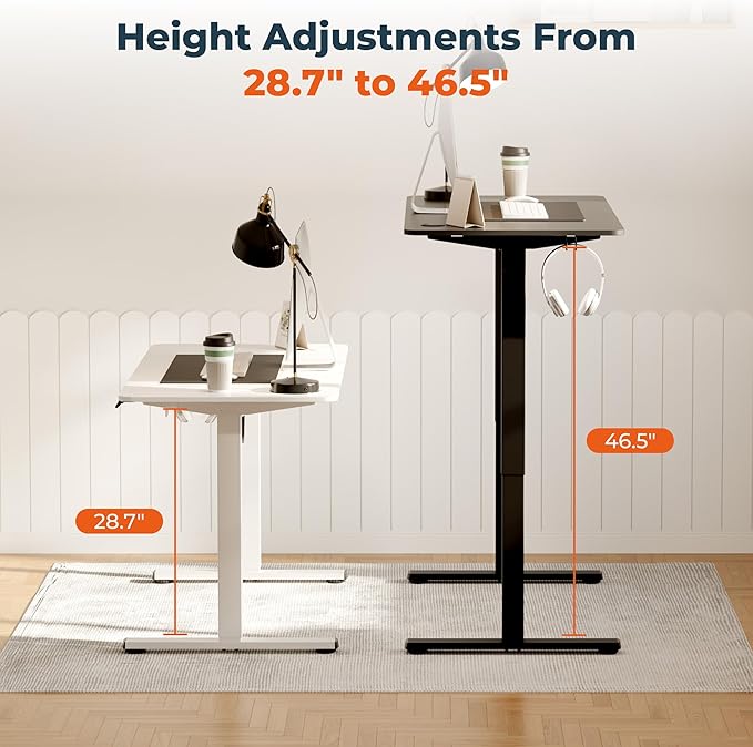 FitStand Adjustable Stand Up Desk Standing Desk, 63x24 Inches Home Office Desk with Memory Preset, Computer Workstation Splice Black Top + Black Frame