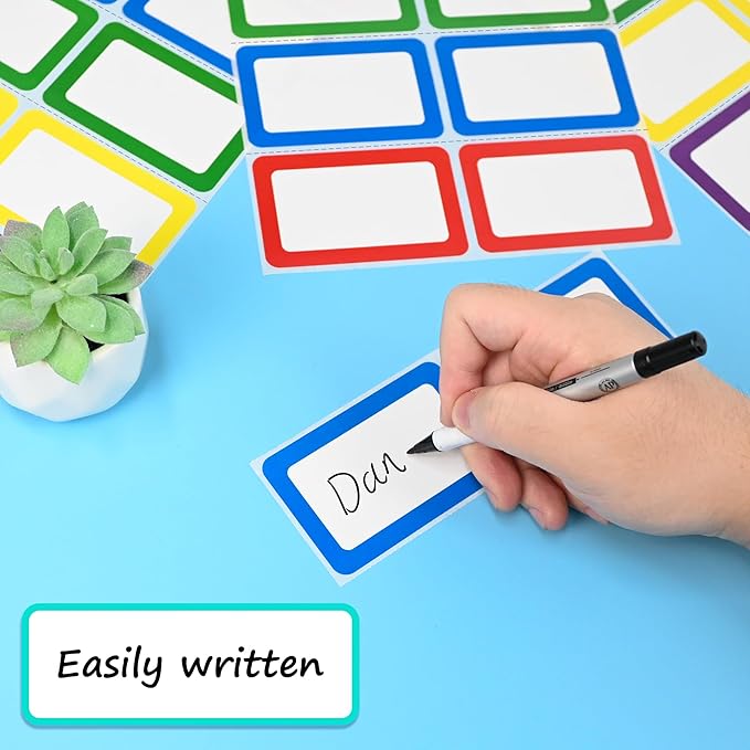 L LIKED 400 Stickers - 3.5" x 2.25"Colors Plain Name tag Labels with Perforated Line for School Office Home (Blank - 400 Labels)