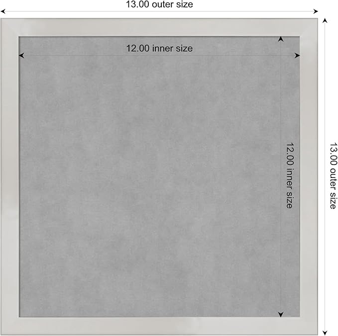 Amanti Art Silver Framed Magnetic Board 13x13 X-Small Vision Board for use with Magnets, 100% Metal Sheet to Display Items as Office Decor or for Home Organization in mudroom, Kitchen or Kids Room