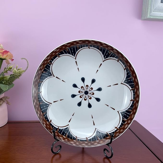 HENABLE 4PCS Premium Black Iron Plate Stands for Display 6 Inch, Decorative Solid Metal Plate Holders for Displaying, Mini Easel, Frame, Book, Card, Plaque, Bowl, Picture Stands for Display