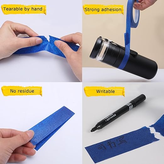 Masking Tape, Blue Tapes, Painters Tape, Artist Painter's Painting Paper Tape for Multi-Purpose Wall Paint, DIY Crafts, Scrapbook, Decoration, Labeling, Edge Finishing, 0.94INx60.1YDSx6 Rolls=360.6YDS