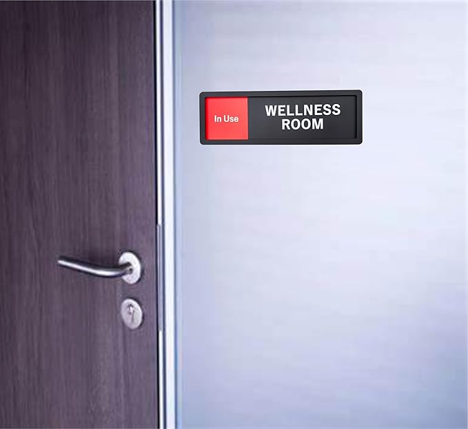 Wellness Room Sign – Privacy In Use / Available Slide Switch Sign, Premium Durable Acrylic Material, Super Strong Self-Adhesive, Quick Installation, Suitable For Your Home And Business ( 9×3 Inches, Black)