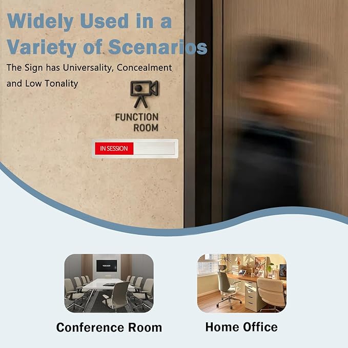 Conference Room Sign,In Session Session Out Privacy Sign for Office Conference Meeting Home,Meeting in Progress Slider,Meeting in Session Indicator Tells Whether Room Vacant or Occupied,7'' x 1.5'' - Stainless Steel,Silver