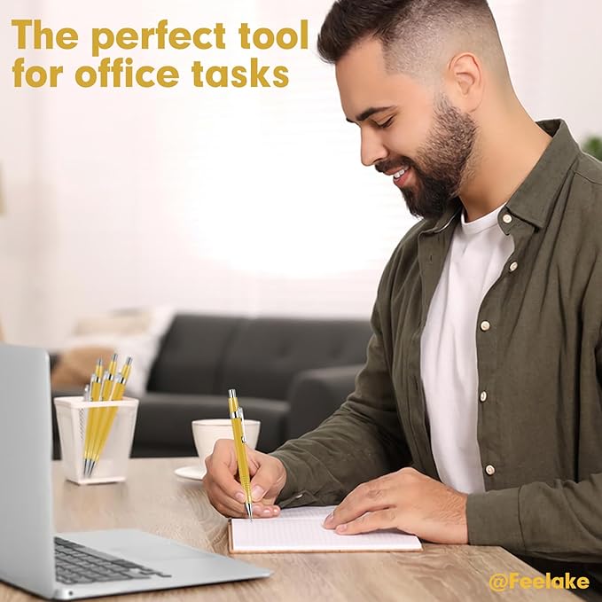 feelake 8 PCS Metal Mechanical Pencil,Durable 0.9mm Drafting Pencil,Comes With 8 PCS of 9 mm lead pencil refills, Pencils Mechanical For Writing,Drawing & Gifting