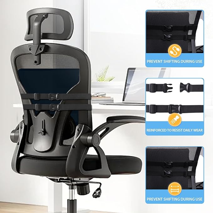 SweetSlubr Large Lumbar Support Pillow for Office Chair, Car Seats and Home Desks, Ergonomic Back Support with Double Adjustable Straps, Machine Washable Cover, Gray