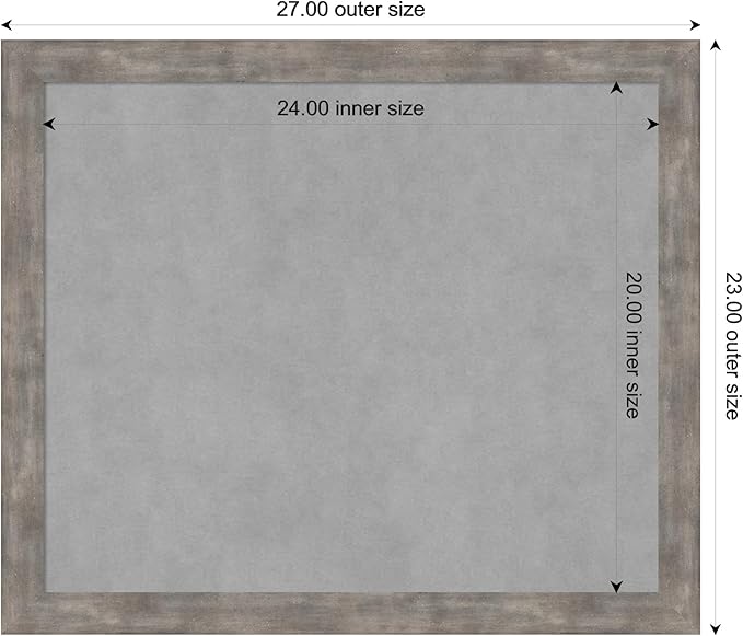 Amanti Art Silver Framed Magnetic Board 23x27 Medium Vision Board for use with Magnets, 100% Metal Sheet to Display Items as Office Decor or for Home Organization in mudroom, Kitchen or Kids Room
