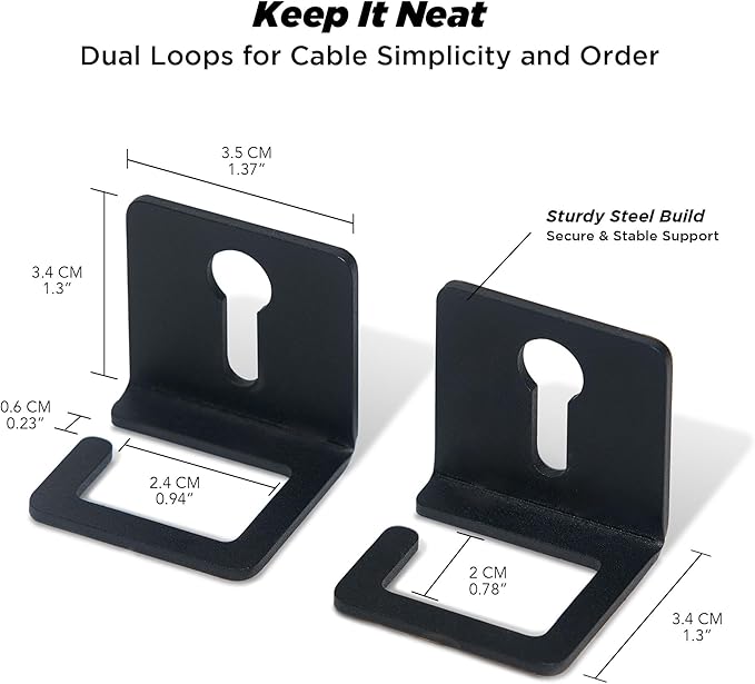 ULTRARM Moodular Add-ons Cable Organizer 2 Pack [Accessory Only - Requires Moodular Wooden Monitor Stand Slide Rails for Use] Black MSA-CO