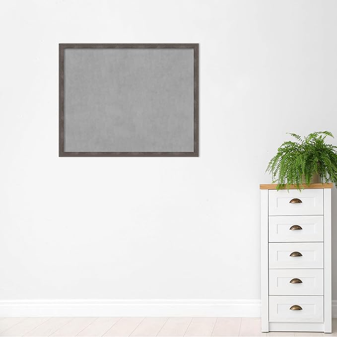 Amanti Art Grey Framed Magnetic Board 35x43 X-Large Vision Board for use with Magnets, 100% Metal Sheet to Display Items as Office Decor or for Home Organization in mudroom, Kitchen or Kids Room